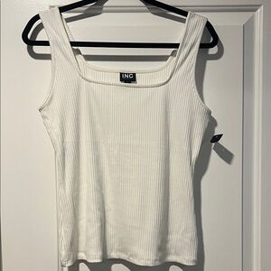 INC International Concepts Women's White Ribbed Tank Top